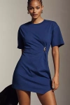 By Anthropologie Gathered Mini Dress In Blue