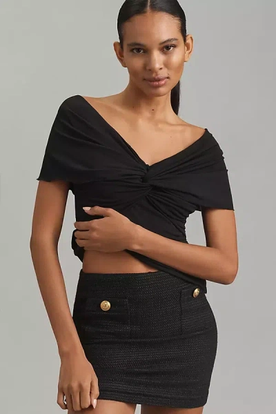By Anthropologie Gathered Off-the-shoulder Top In Black