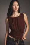 By Anthropologie Gathered Waisted Muscle Tank Top