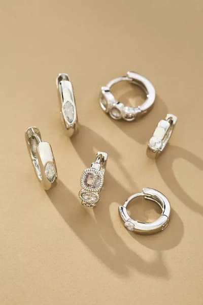 By Anthropologie Gatsby Huggie Earrings, Set Of 3 In Metallic