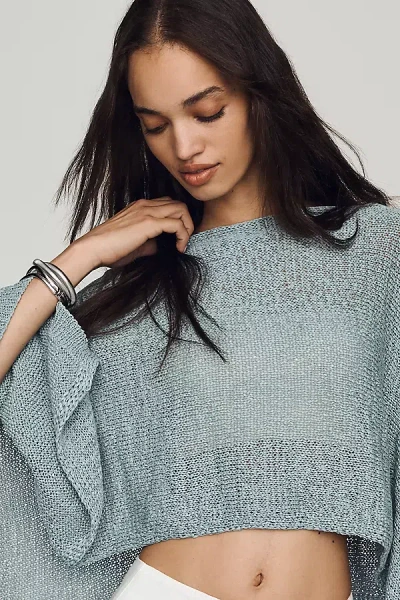By Anthropologie Gauze Knit Poncho In Blue