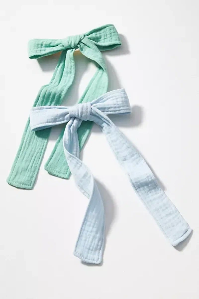 By Anthropologie Gauzy Hair Bow Clips, Set Of 2 In Blue