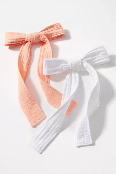 By Anthropologie Gauzy Hair Bow Clips, Set Of 2 In Orange