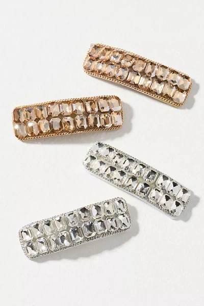 By Anthropologie Gem Barrettes, Set Of 4 In Gold