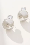 By Anthropologie Gem-topped Curved Drop Earrings In Metallic