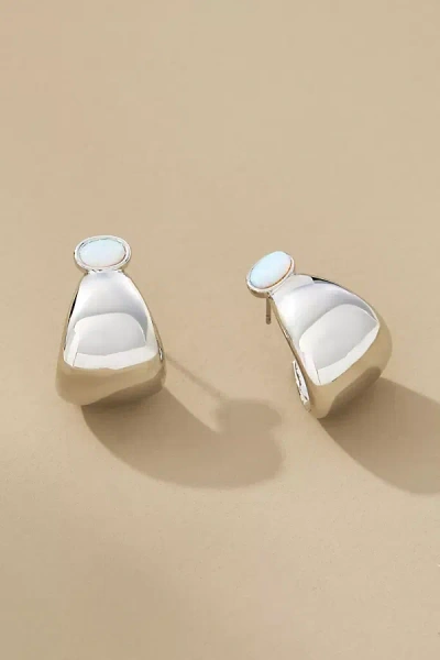 By Anthropologie Gem-topped Curved Drop Earrings In White