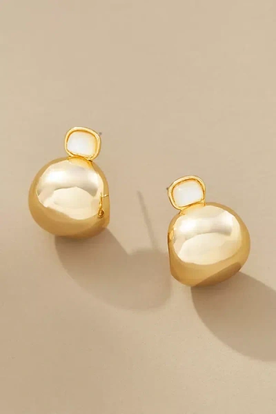By Anthropologie Gem-topped Curved Drop Earrings In Gold