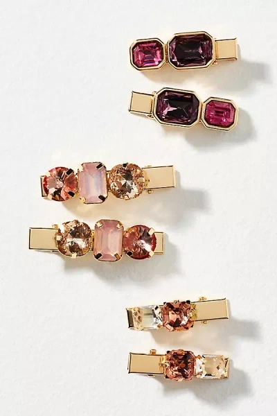 By Anthropologie Gemstone Barrettes, Set Of 6 In Pink