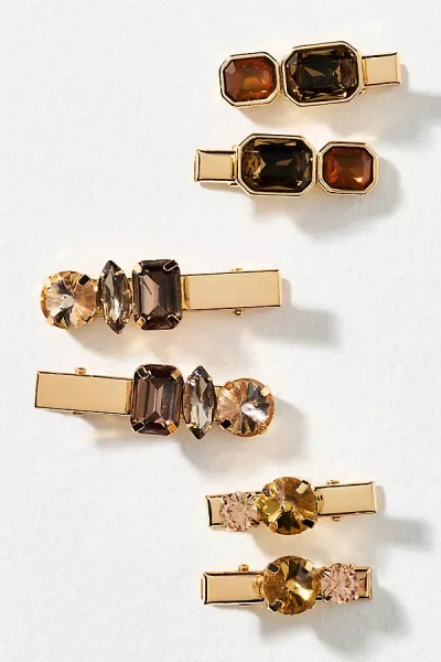 By Anthropologie Gemstone Barrettes, Set Of 6 In White