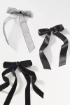 By Anthropologie Gemstone Bow Hair Clips, Set Of 3 In Black