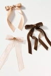 By Anthropologie Gemstone Bow Hair Clips, Set Of 3 In Brown