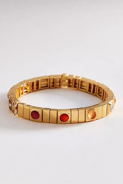 By Anthropologie Gemstone Chicklet Bracelet In Gold