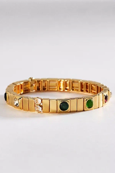 By Anthropologie Gemstone Chicklet Bracelet In Gold