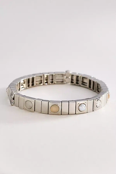 By Anthropologie Gemstone Chicklet Bracelet In Silver
