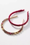 By Anthropologie Gemstone Headbands, Set Of 2 In Red