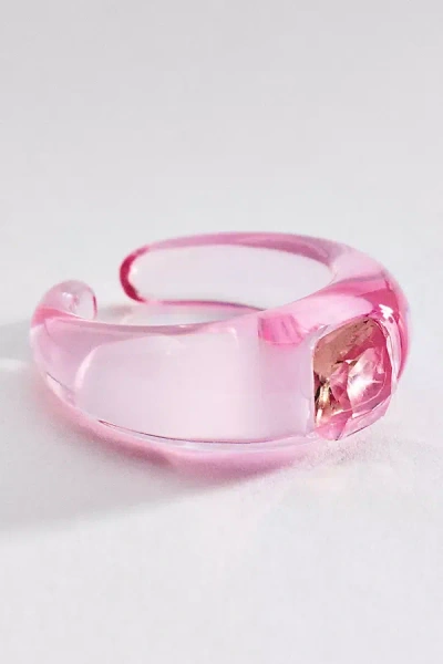 By Anthropologie Gemstone Resin Cocktail Ring In Pink