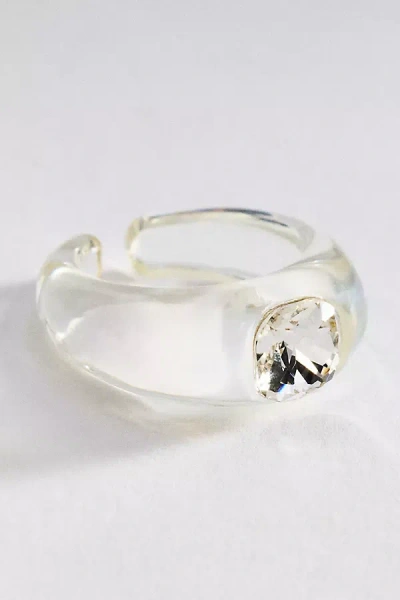 By Anthropologie Gemstone Resin Cocktail Ring In White