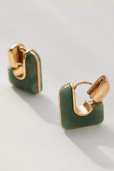 By Anthropologie Geo Stone Huggie Hoop Earrings