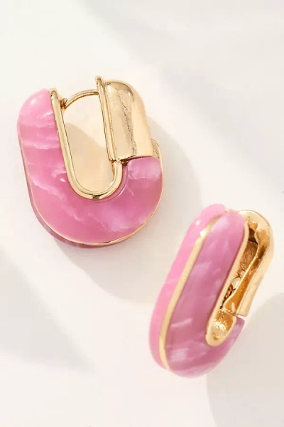 By Anthropologie Geo Stone Huggie Hoop Earrings