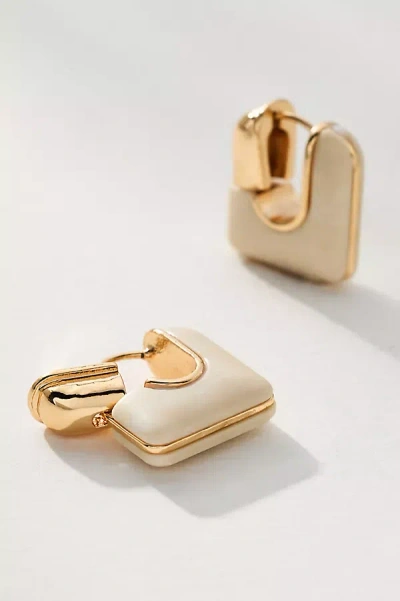 By Anthropologie Geo Stone Huggie Hoop Earrings In White