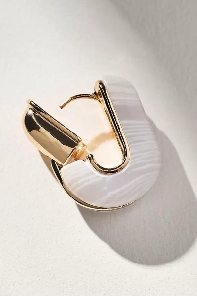 By Anthropologie Geo Stone Huggie Hoop Earrings