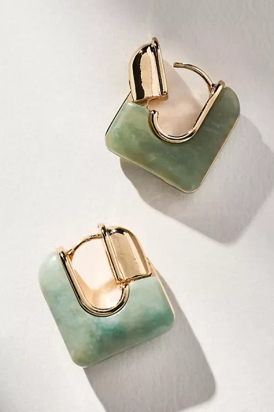 By Anthropologie Geo Stone Huggie Hoop Earrings