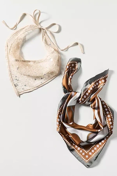 By Anthropologie Geometric Hair Scarves, Set Of 2 In Multi