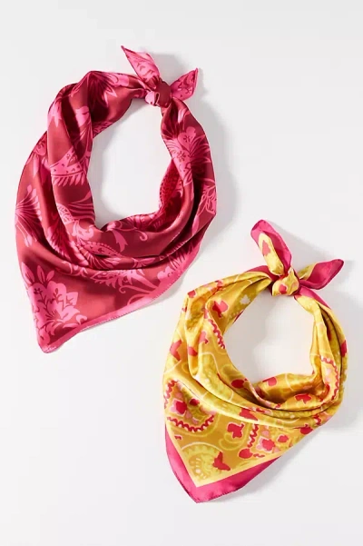 By Anthropologie Geometric Hair Scarves, Set Of 2 In Pink