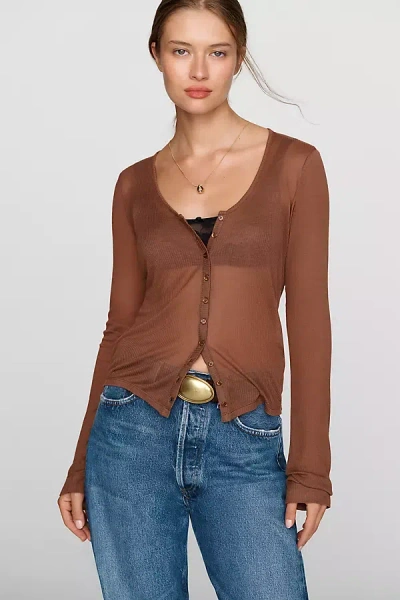 By Anthropologie Gianna Cashmere Blend U-neck Cardigan Top In Brown