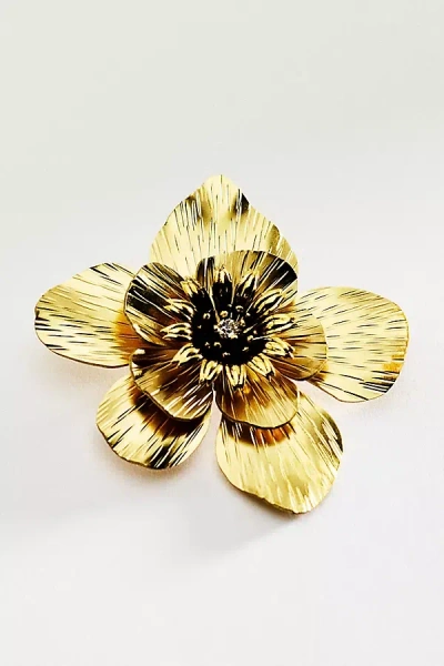 By Anthropologie Gilded Floral Brooch In Gold