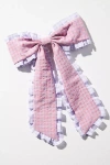 By Anthropologie Gingham Ruffle Hair Bow Clip In Purple