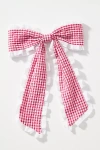 By Anthropologie Gingham Ruffle Hair Bow Clip In Red