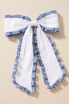 By Anthropologie Gingham Ruffle Hair Bow Clip In White