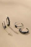 By Anthropologie Glam Crystal Hoops, Set Of 2 In Black