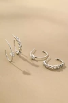 By Anthropologie Glam Crystal Hoops, Set Of 2 In Metallic
