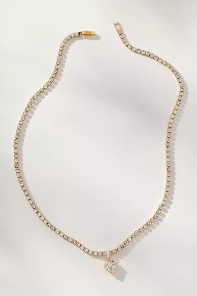 By Anthropologie Glam Crystal Pendant Necklace In Gold