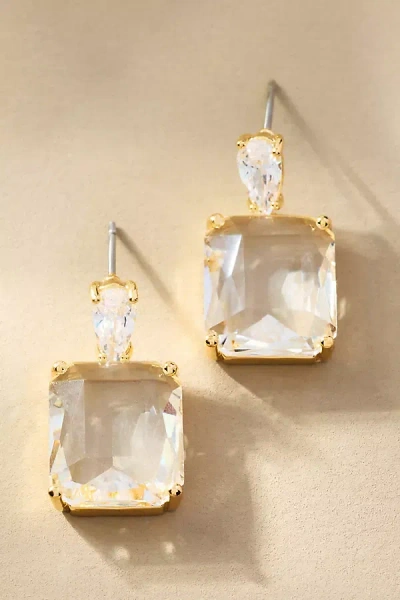 By Anthropologie Glam Square Crystal Drop Earrings In White