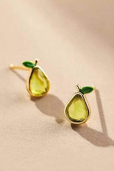 By Anthropologie Glass Fruit Post Earrings In Green