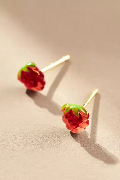 By Anthropologie Glass Fruit Post Earrings In Red