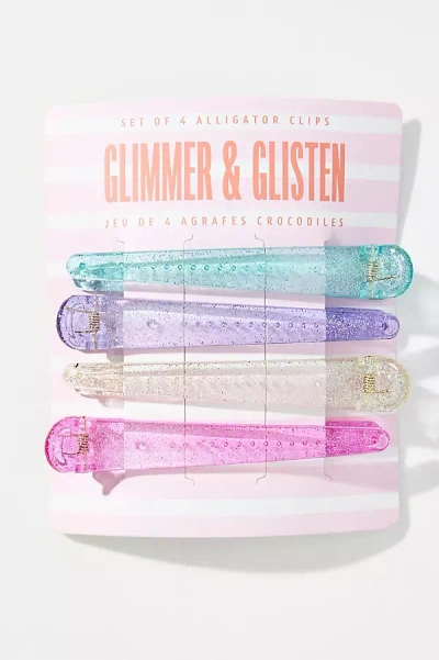 By Anthropologie Glimmer & Glisten Alligator Hair Clips, Set Of 4 In Multicolor