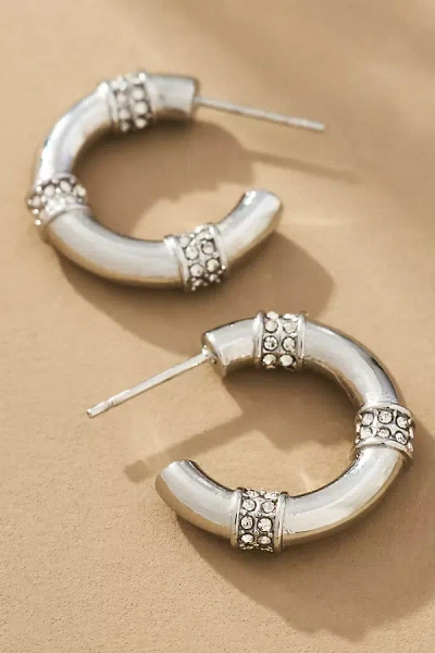 By Anthropologie Glitz Tube Hoop Earrings In Silver