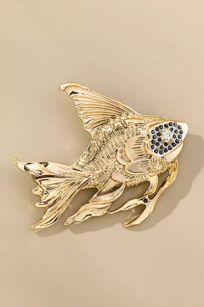 By Anthropologie Glitzy Fish Brooch In Gold