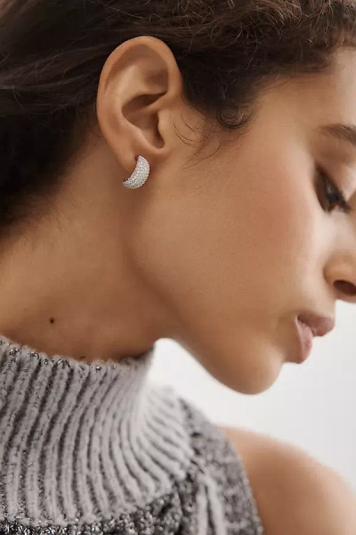 By Anthropologie Glitzy Huggie Hoop Earrings In Metallic