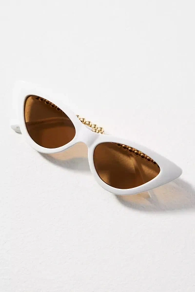 By Anthropologie Gold Bead Cat-eye Sunglasses In White