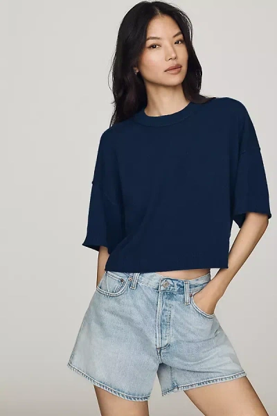 By Anthropologie Goldie Crew-neck 100% Cashmere Sweater In Blue