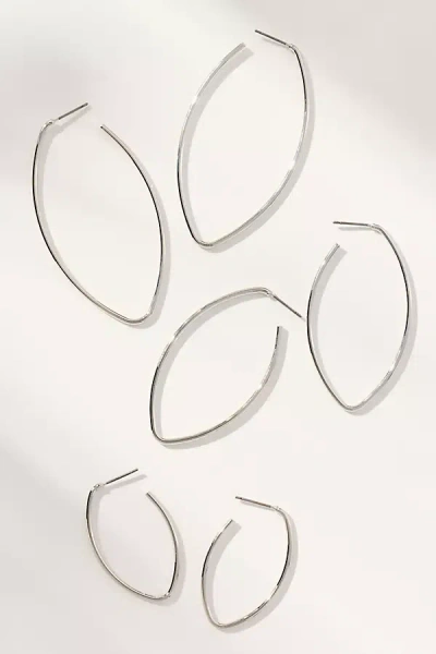 By Anthropologie Graduated Hoop Earrings, Set Of 3 In Silver