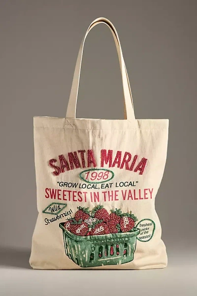 By Anthropologie Graphic Beaded Canvas Tote Bag