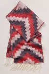 By Anthropologie Graphic Brushed Fringe Scarf In Blue