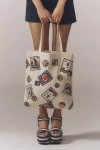 By Anthropologie Graphic Canvas Tote Bag In Red