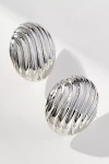 By Anthropologie Grooved Circular Post Earrings In Silver